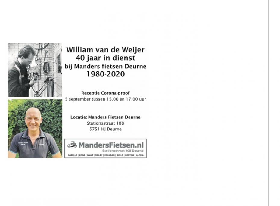 Jubileum William van de Weijer